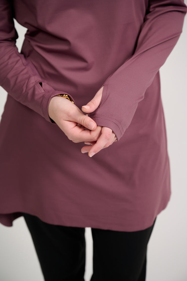 modest gym top with thumb holes