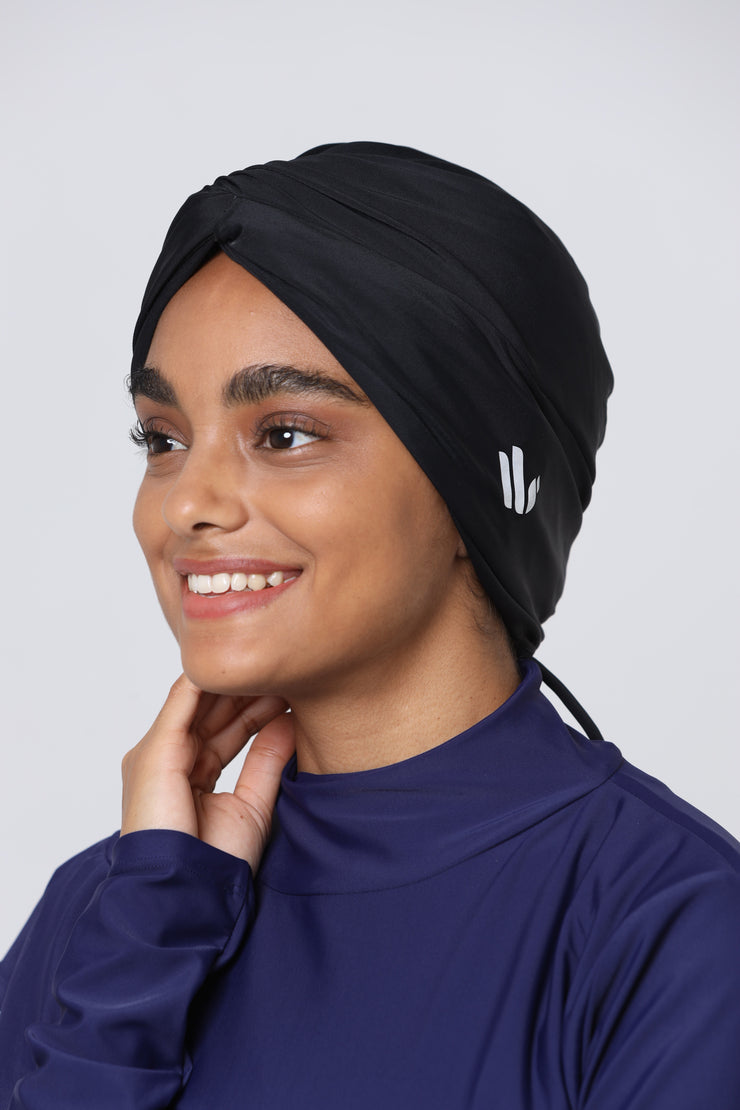 Black swim turban