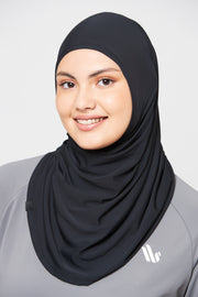 Black sports hijab scarf for active Muslim women
